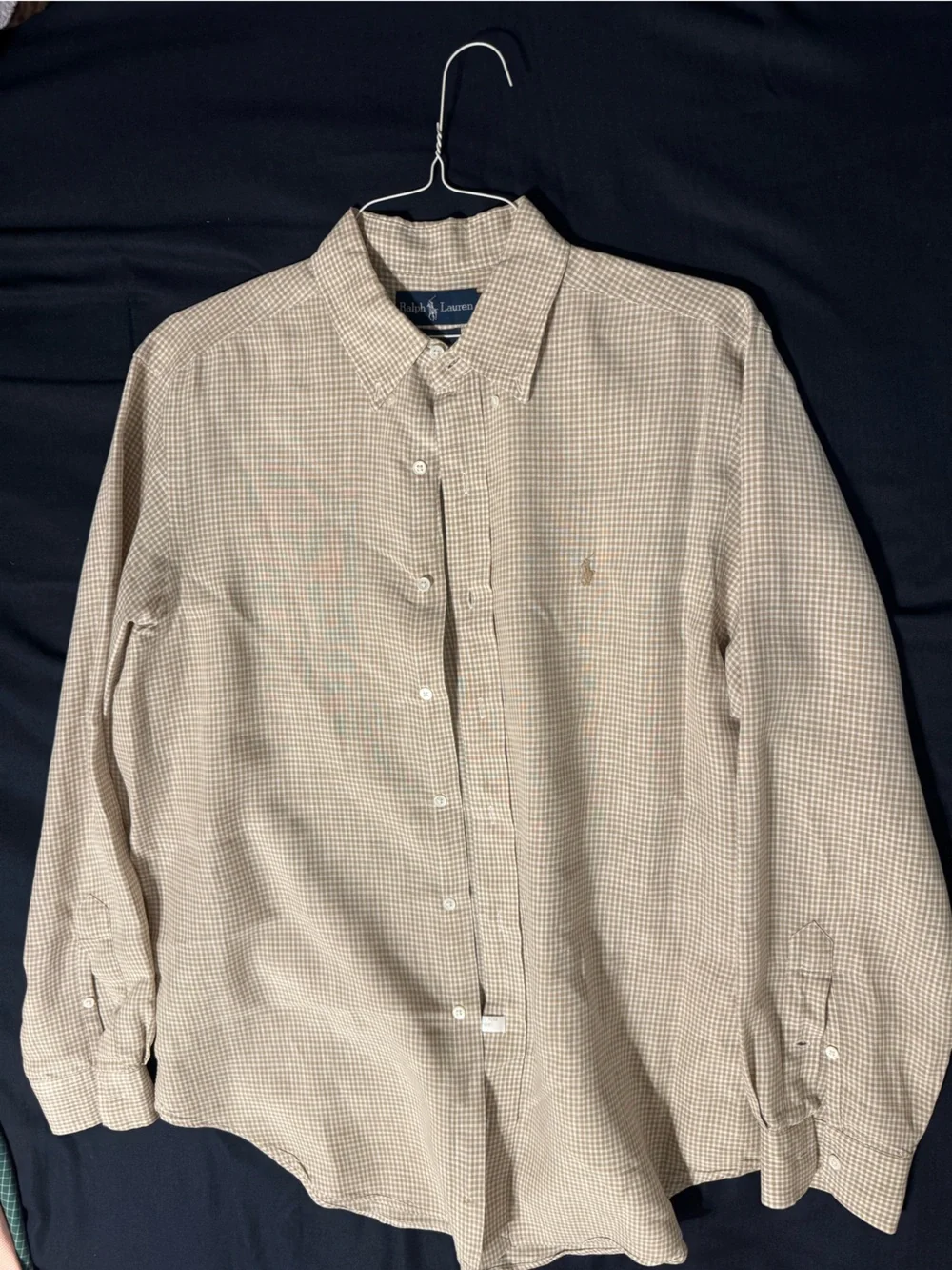 Ralph Lauren Beige Check Button-Down Shirt